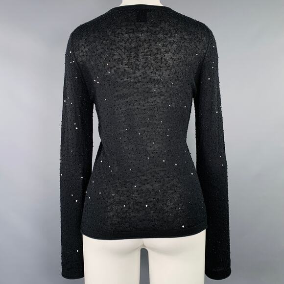 VIVIENNE TAM Size 2 Black Silk Cashmere Sequined Crew Neck Pullover - Picture 4 of 6